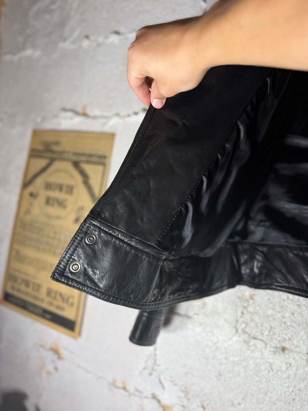 Andrew Marc Vintage Black Leather Jacket with Snap Waist and Epaulettes - Picture 7 of 15